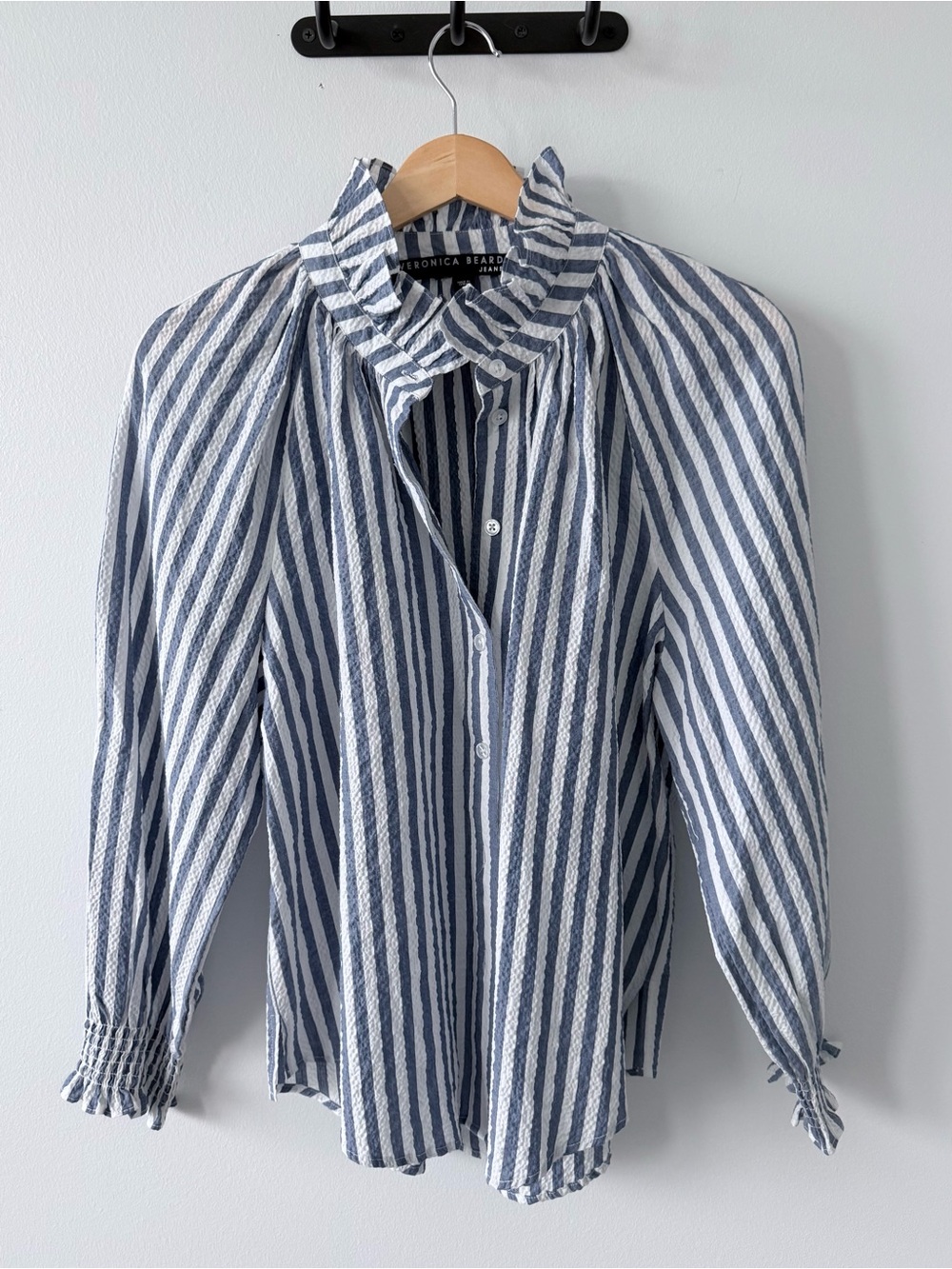 Veronica Beard Calisto Striped Seersucker Shirt